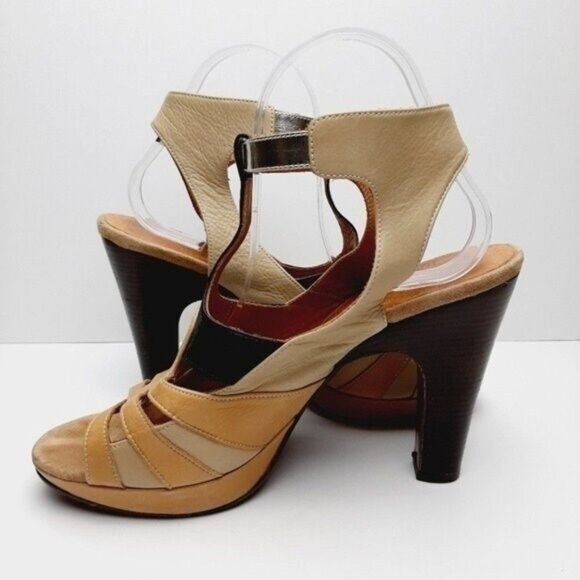 Anthropologie CHIE MIHARA Strappy Sandals Pumps Cream Leather Sz US 9 EUR 39 - Picture 10 of 13